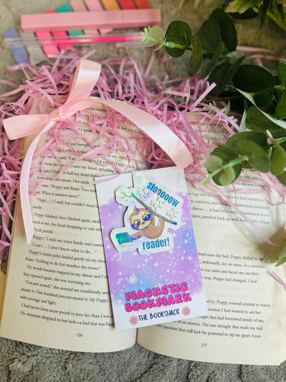 sloth 'slow reader' holographic magnetic bookmark