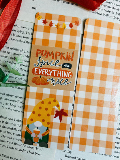 pumpkin spice gnome bookmark