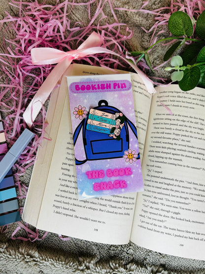 'Just one more chapter' floral bookish pin