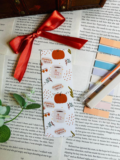 cosy pumpkin spice bookmark