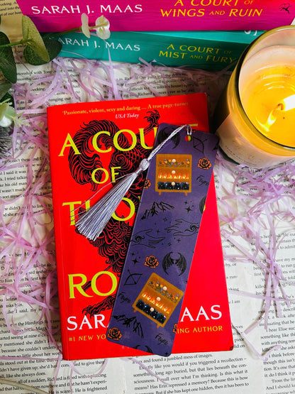 Feyre ACOTAR Bookmark – Drawers, Bat Wings, Mountains & Stars