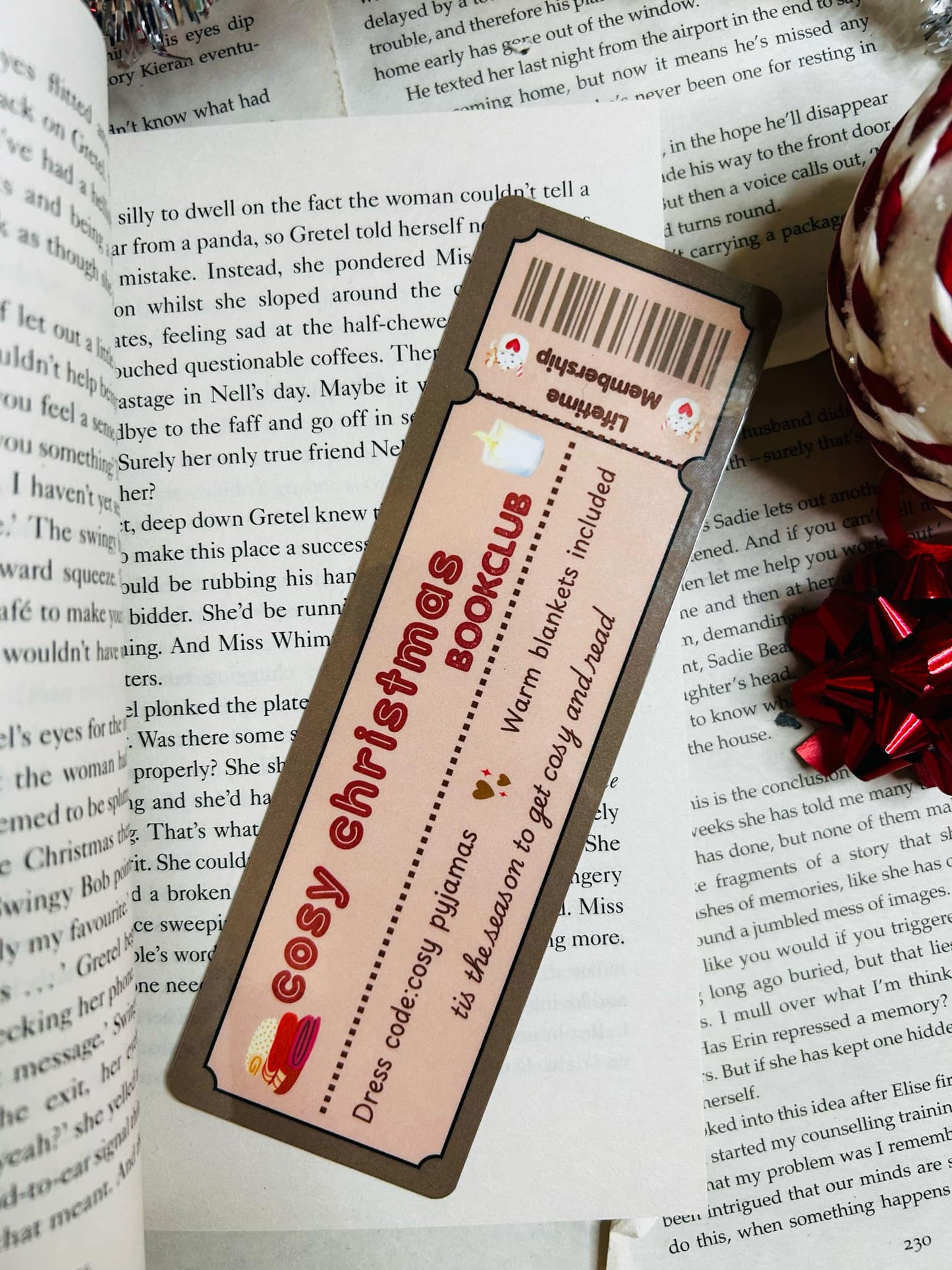 cosy christmas bookclub bookmark