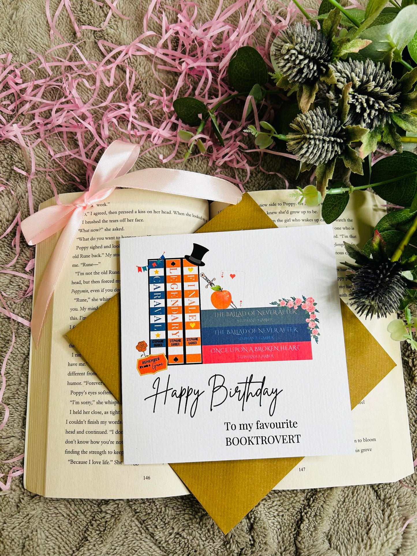 caraval TBR birthday card