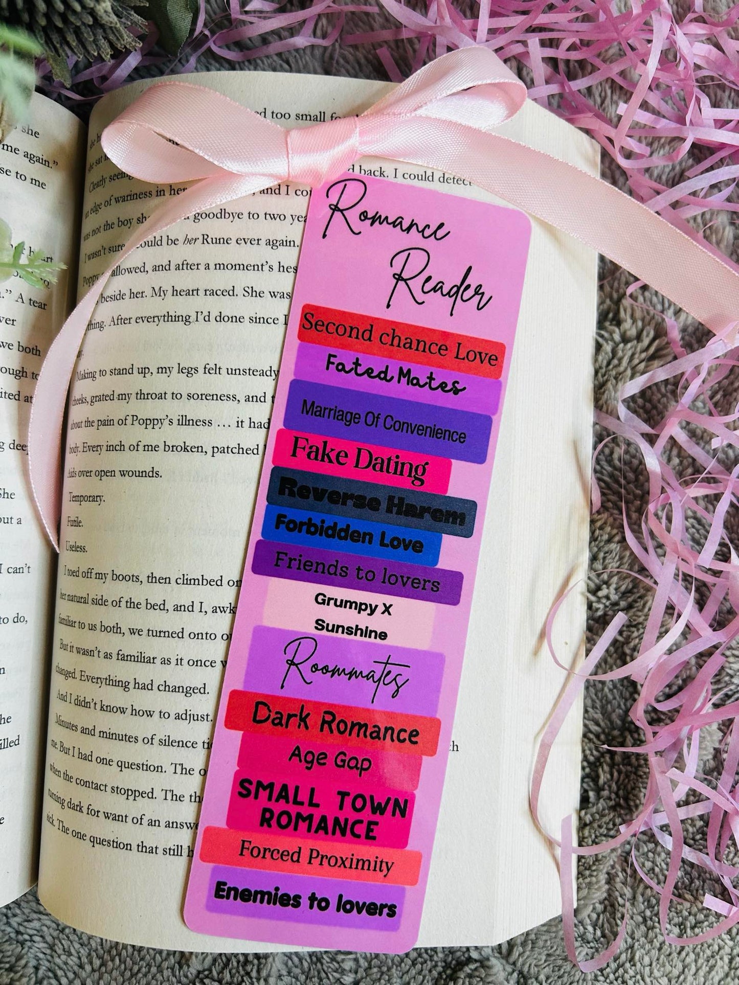 Romance reader trope sack bookmark