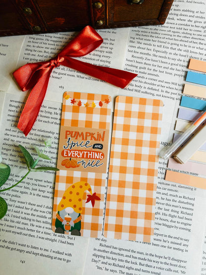 pumpkin spice gnome bookmark