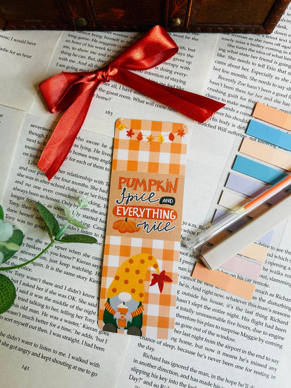 pumpkin spice gnome bookmark