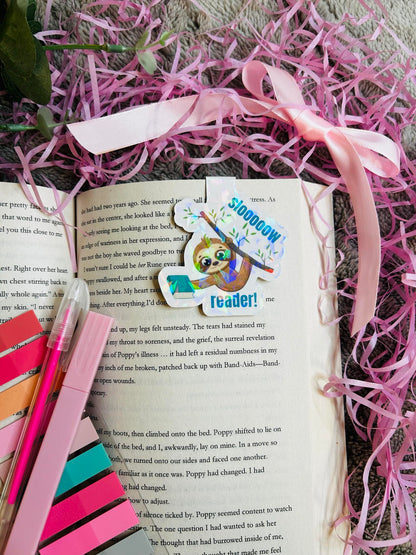 sloth 'slow reader' holographic magnetic bookmark
