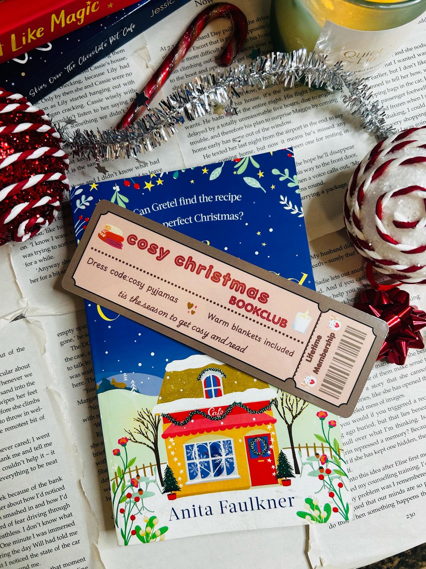 cosy christmas bookclub bookmark