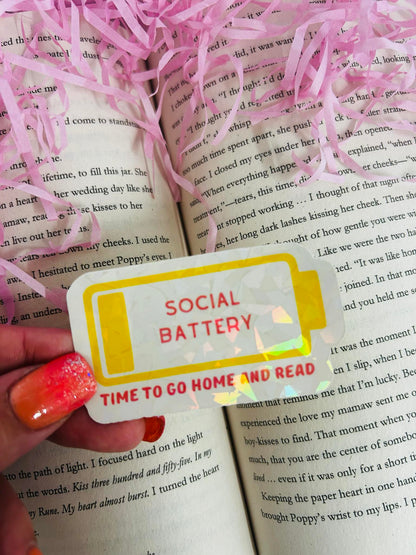 Social Battery holographic sticker