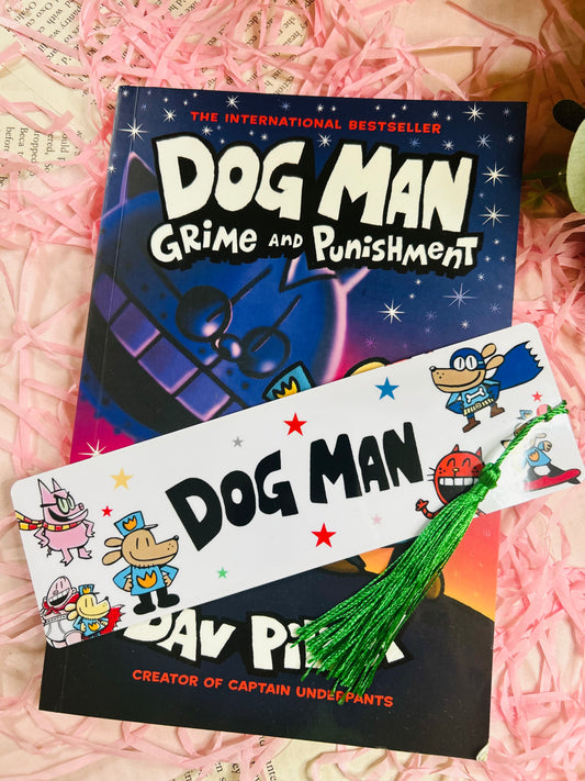 children's dog man bookmark featuring the loveable character's from the children comic book