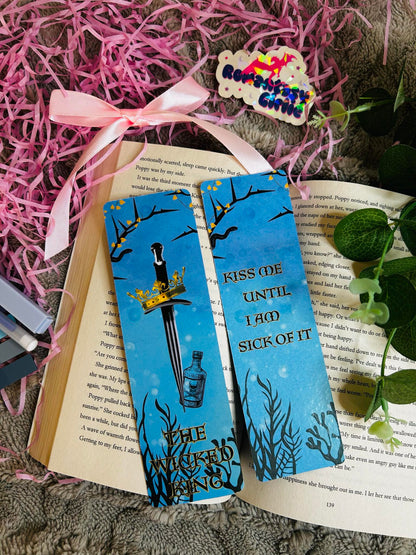 The Cruel Prince bookmarks featuring dark fae imagery like crowns, swords, and thorns – perfect for fantasy readers and Folk of the Air fans.