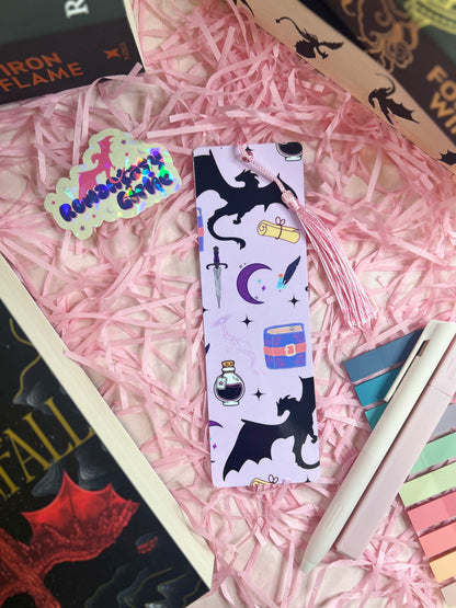 pink dragon bookmark with tassle