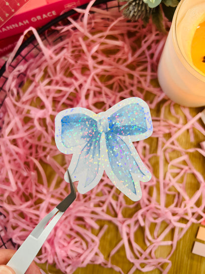 holographic blue bow stickers