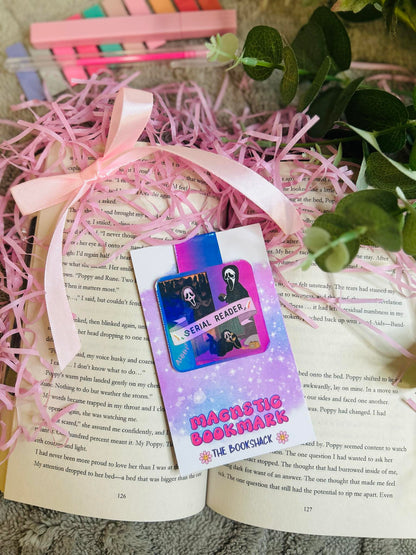 Colourful 'Serial Reader' Magnetic Bookmark featuring a horror-inspired design with ghostly figures
