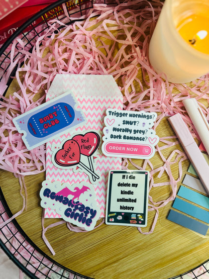 5 bookish stickers for mystery grab bags