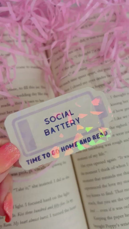 Social Battery holographic sticker