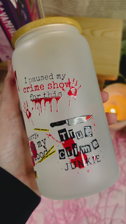 Bookish glass cup with straw