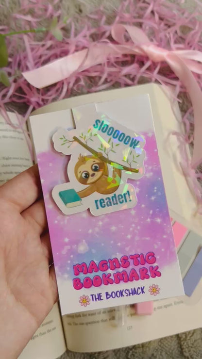 sloth 'slow reader' holographic magnetic bookmark