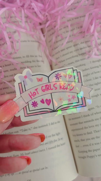 hot girls read holographic sticker