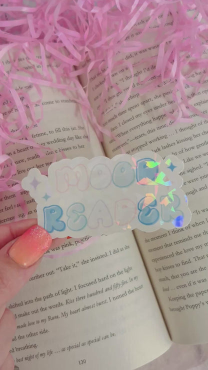 mood reader bookish holographic sticker