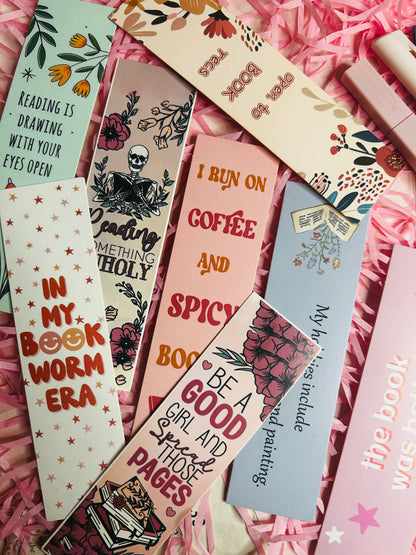 pile of romance and spicy cardstock bookmarks