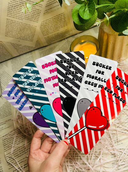 ‘Sucker For...’ bookmark with customizable trope or genre text, ideal for book lovers who adore specific storylines or romantic themes.