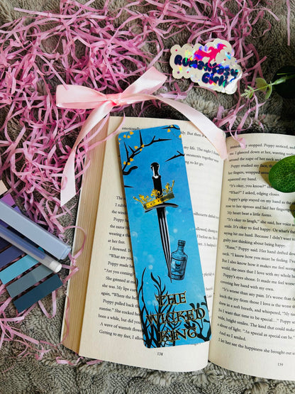 The Cruel Prince bookmarks featuring dark fae imagery like crowns, swords, and thorns – perfect for fantasy readers and Folk of the Air fans.